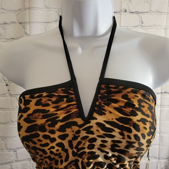 Calvin Klein Women's Animal-Print V-Wire Bandeau Halter Tankini TOP ONLY - Picture 5 of 6